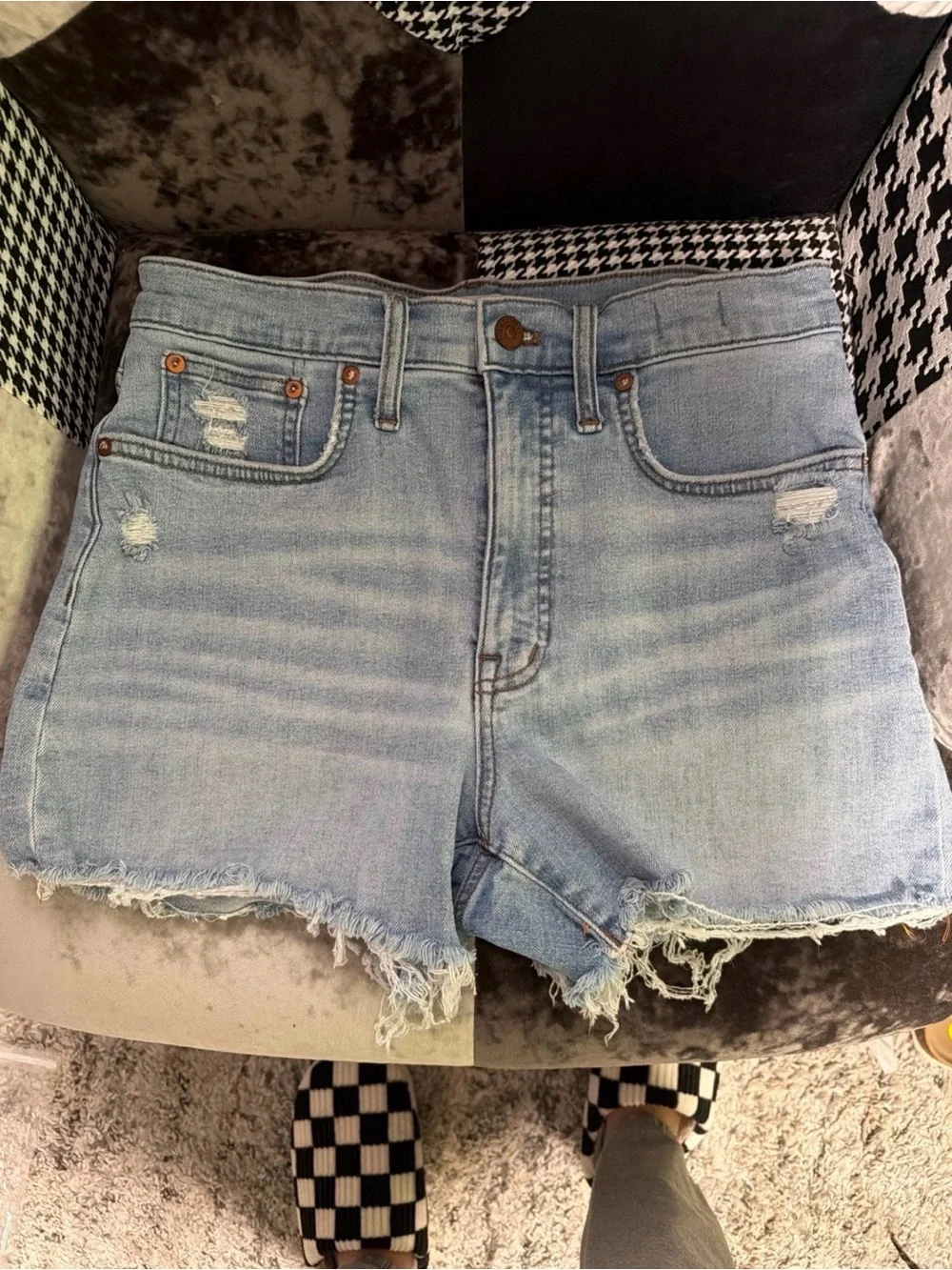 Madewell Light Blue Distressed Denim Cutoff Shorts